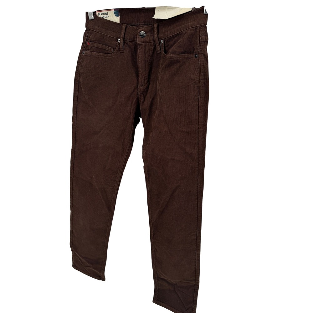 Marine Layer Corduroy Pants 30x30 Mens‎ Slim Straight Brown Stretch New